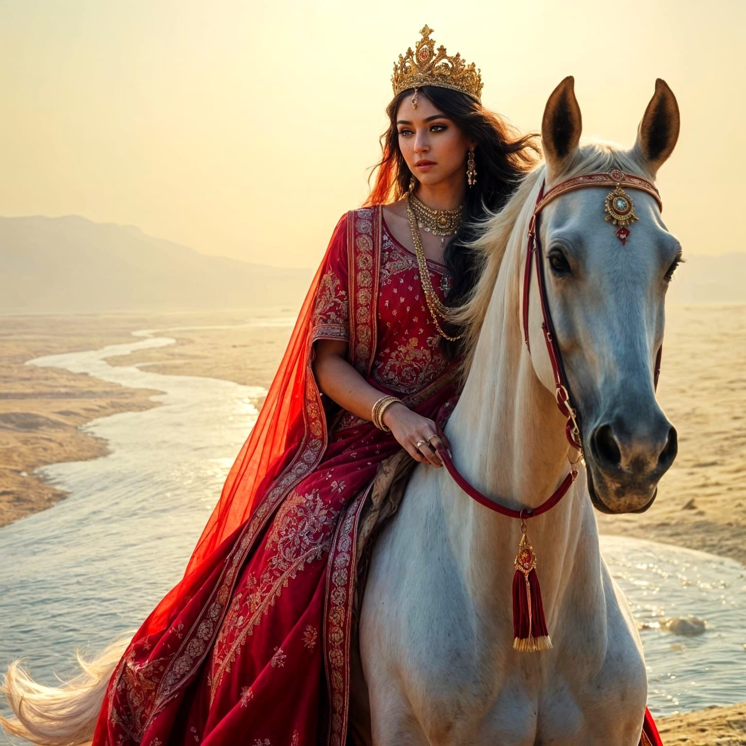 Ethereal Desert Royal Portrait in Triadic Colors