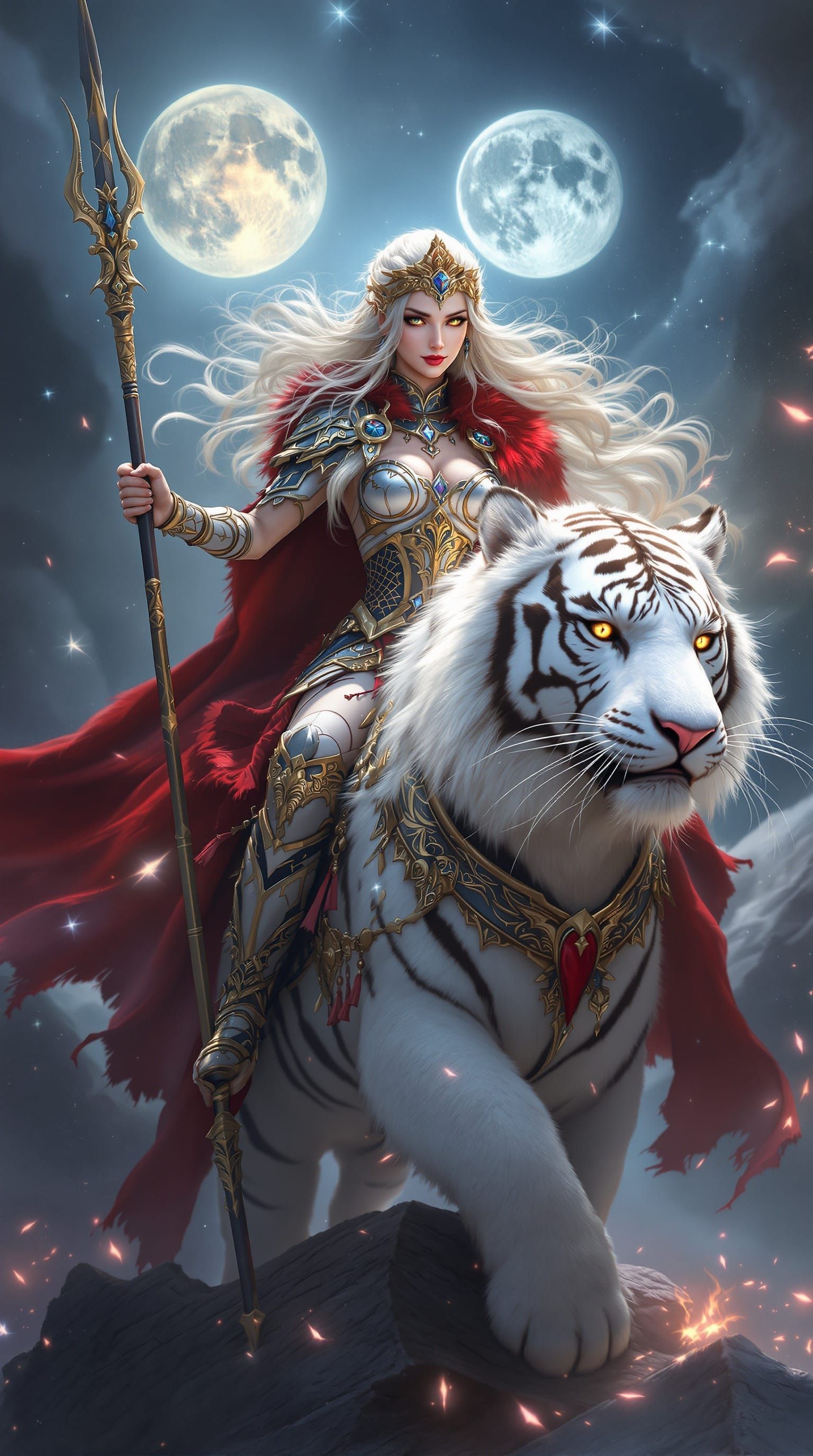 Celestial Empress Rides Divine Tiger in Dreamscape