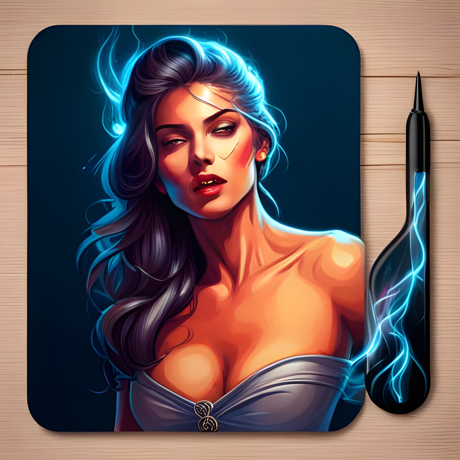 Beautiful Woman Portrait with Fire Background in Artgerm Sty...