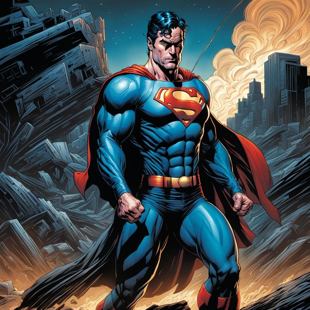 Superman as Cowboy in Comic Book Art Style