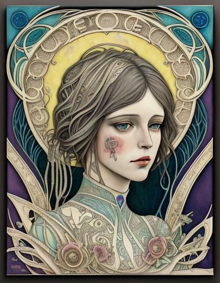 Abstract Art Nouveau Woman Portrait