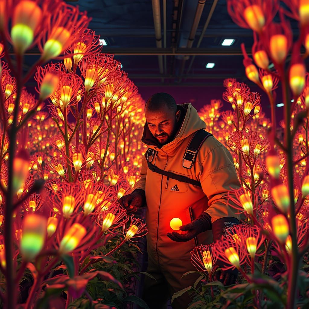 Alien Flora in Martian Greenhouse: Futuristic Concept Art