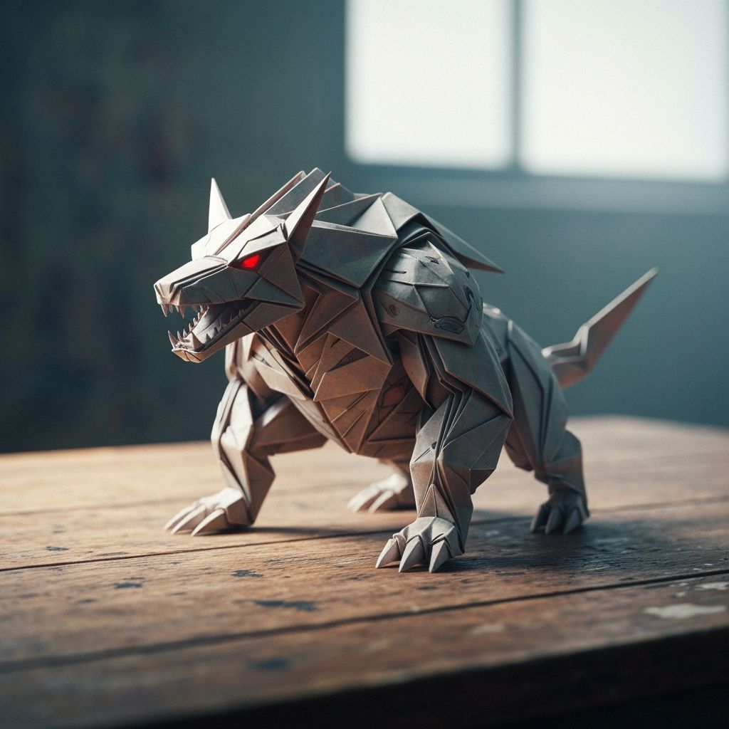 Origami Beast on Table in Futuristic Style