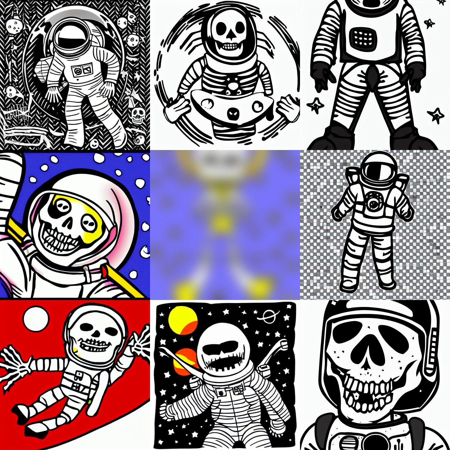 Scary Skeleton Astronaut in Space Clip Art