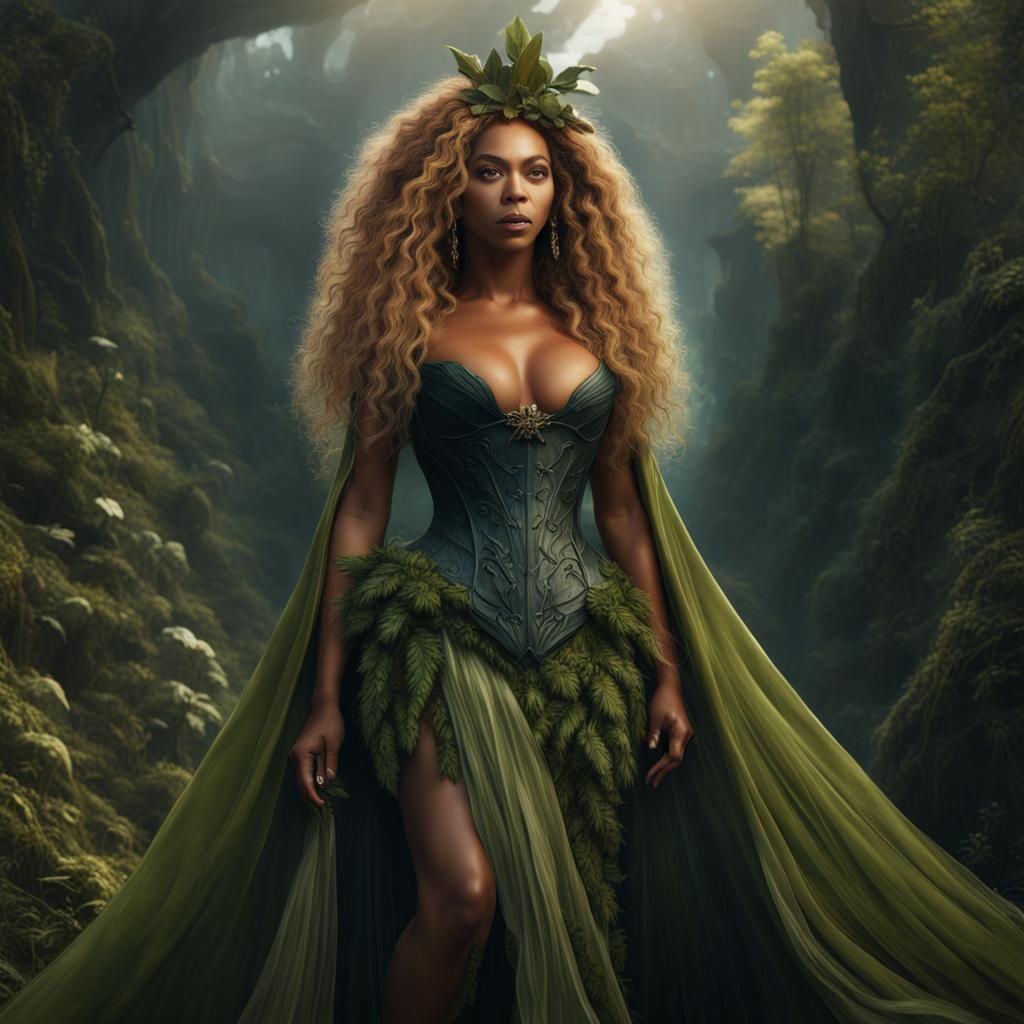 Beyonce as Mother Nature in Detailed Digital Painting