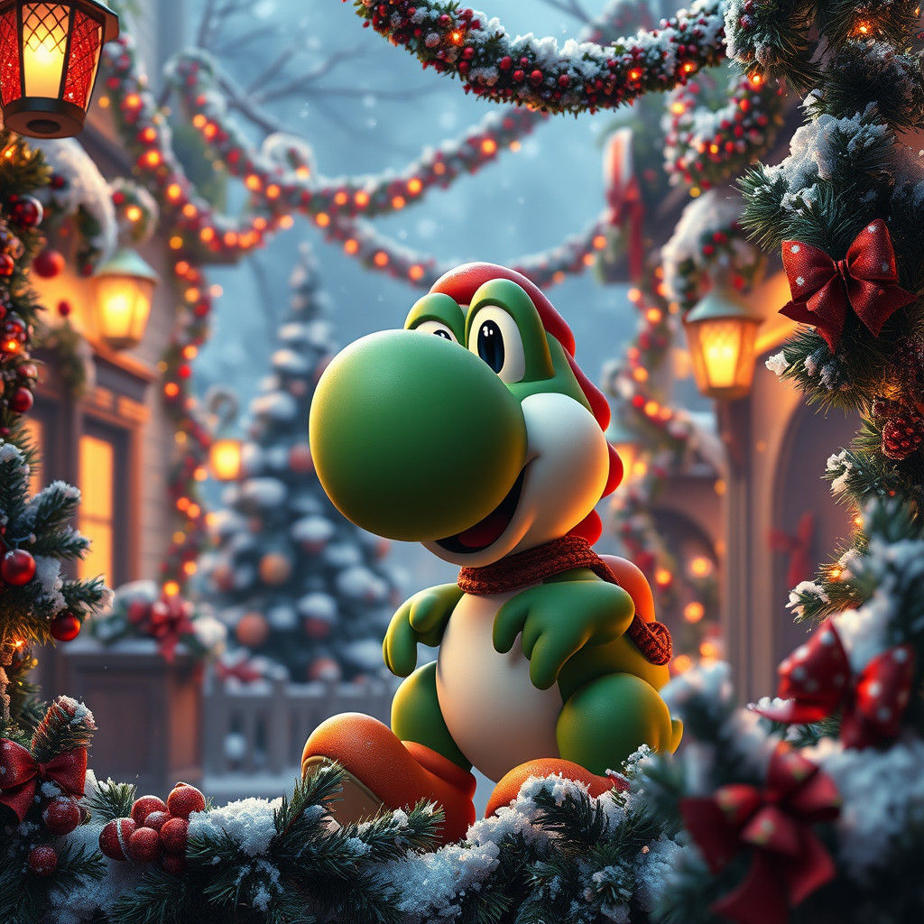 Yoshi's Christmas Wonderland: Festive Fantasy Art