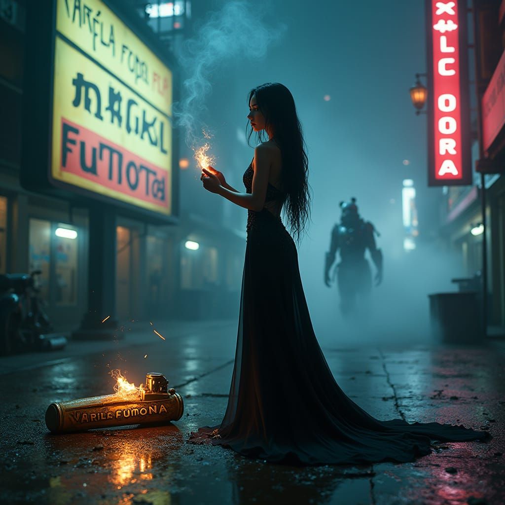 Ethereal Water Nymph in Neon Dreamscape