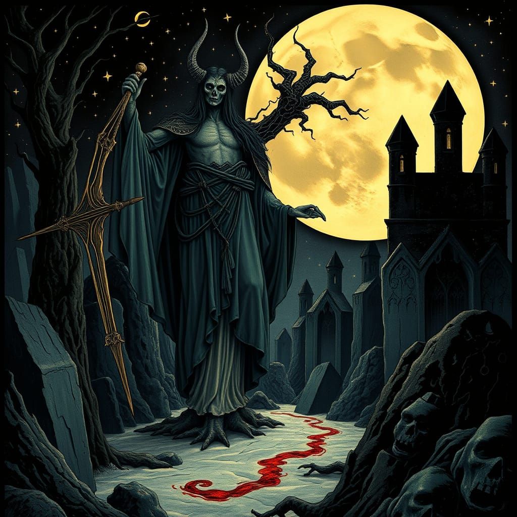 Eldritch Art Nouveau Moon Goddess