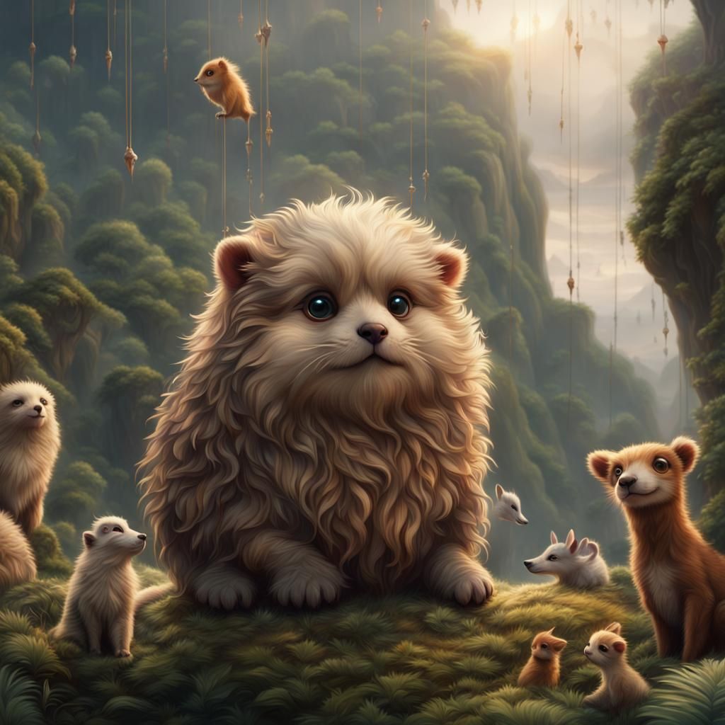 Cute Animals in Detailed Digital Painting