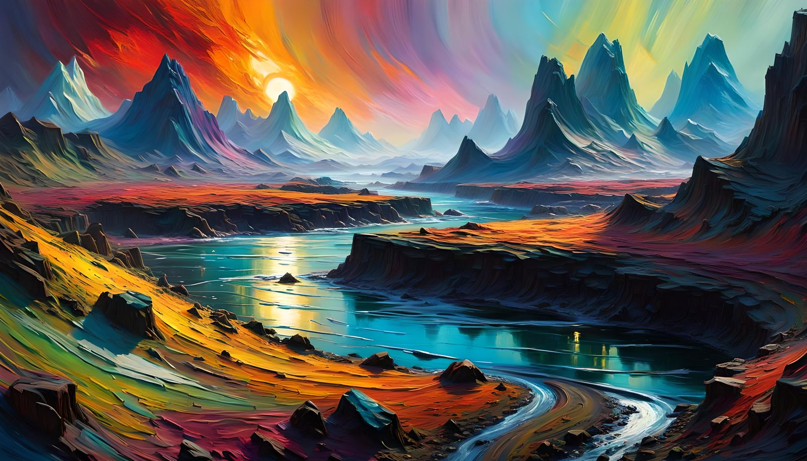 Nightmare Elements in Impasto Style, Cosmic Oil Painting