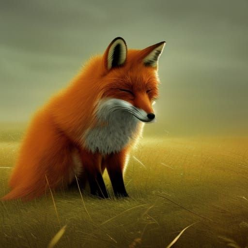 a fox dozing off