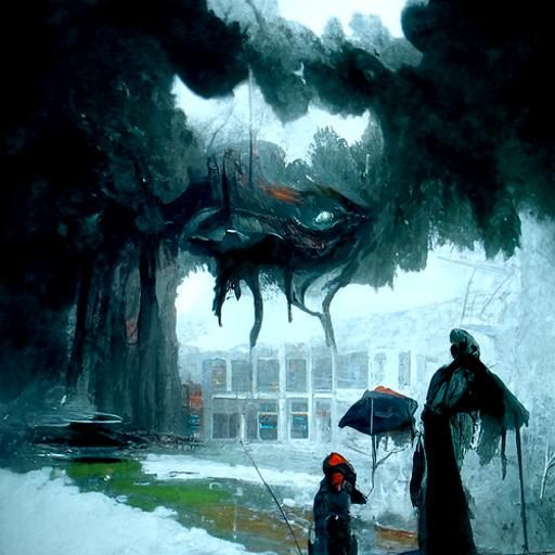 Sinister School Library Scene in Dark Fantasy Style