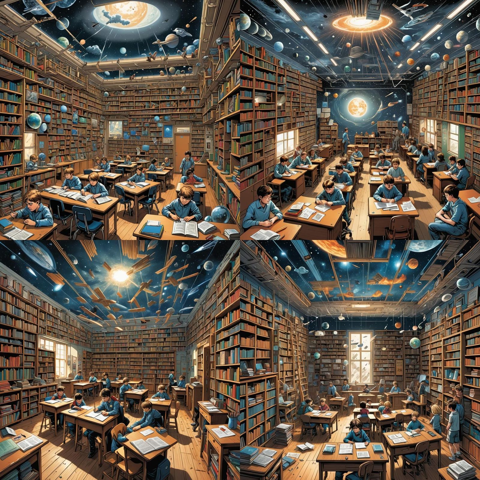 Classroom in Space Comic Book Art