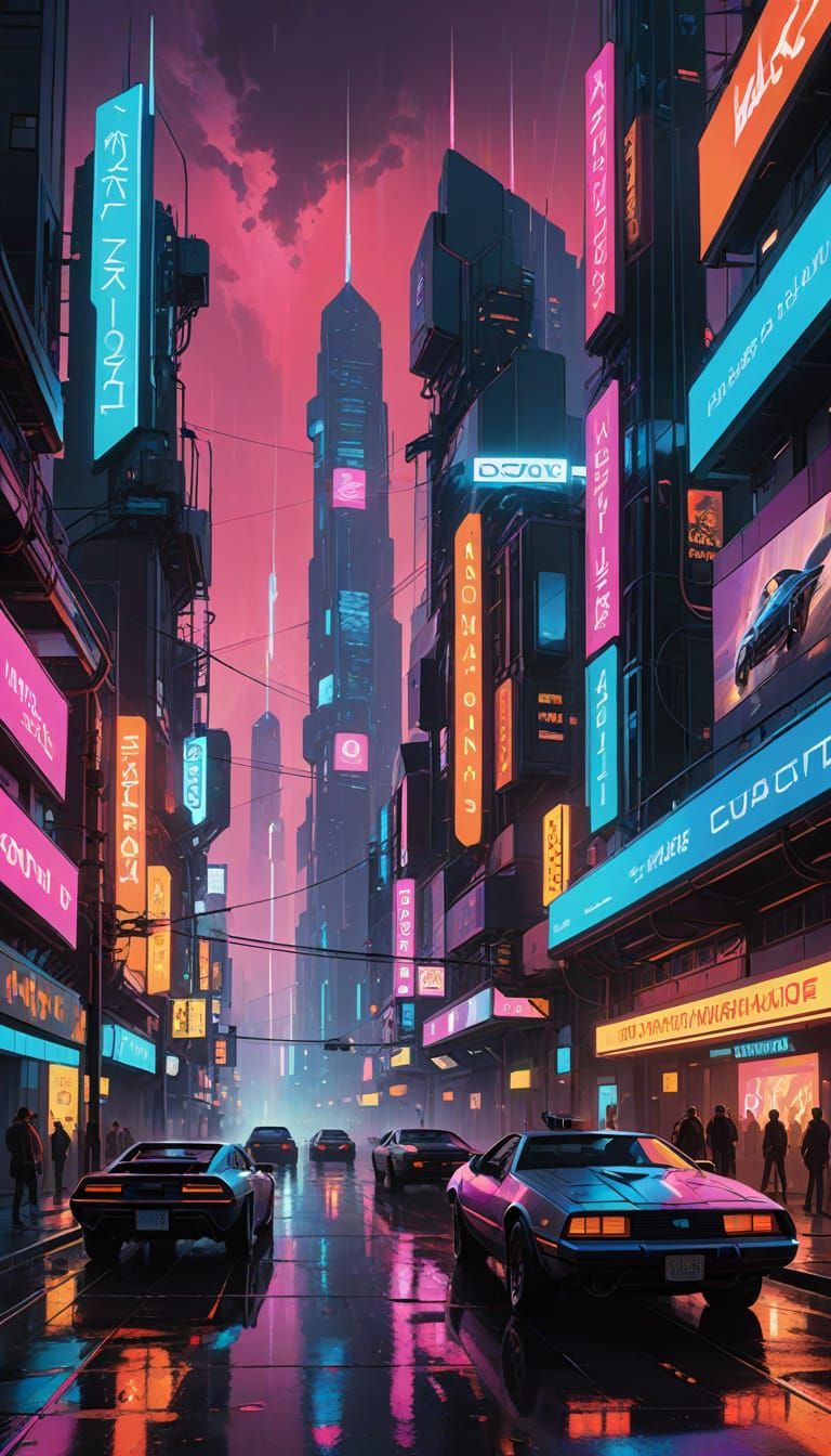 Cyberpunk Megalopolis at Night: Futuristic Urban Dystopia