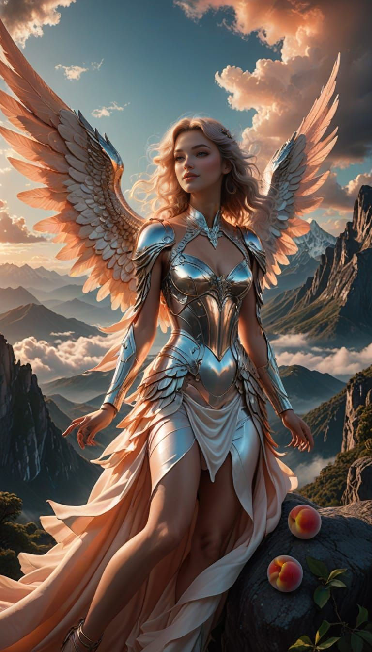 Angel in a Vibrant, Dreamlike Landscape