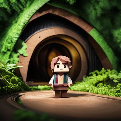 Frodo Baggins at Bag End in Origami Style
