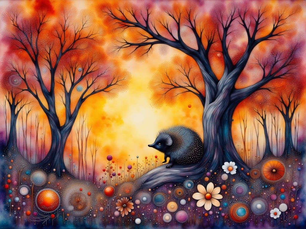 Adorable Echidna in Ethereal Forest Light