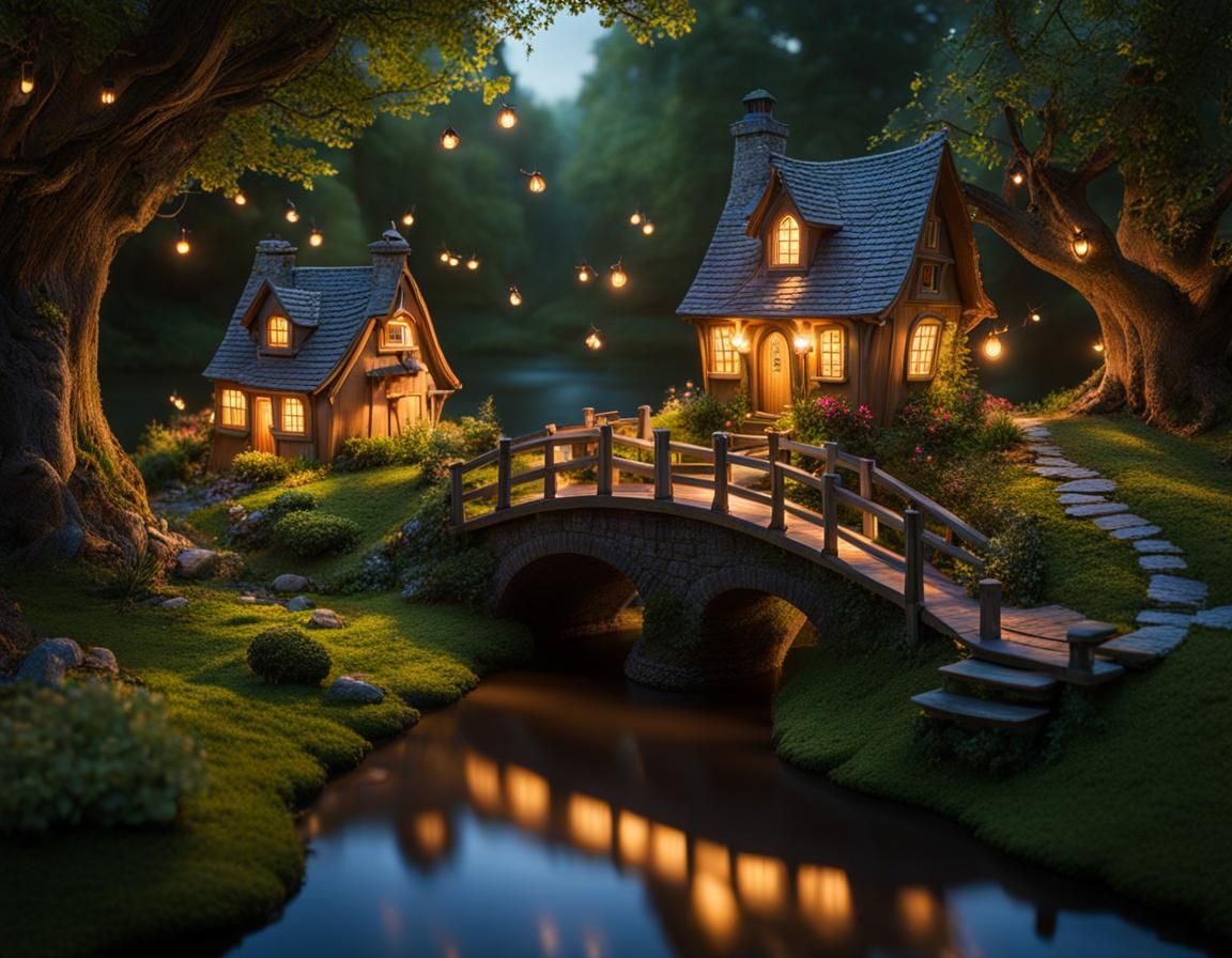 Enchanted Fairy Village at Magic Hour