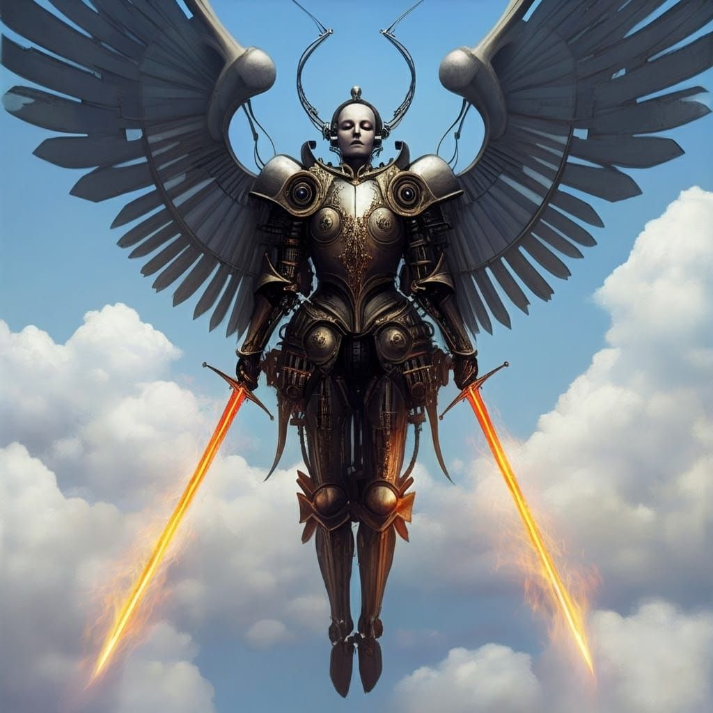 Mechanical Angel of Death in Dark Baroque Style