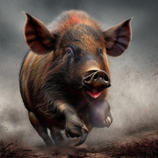 Wild Boar Hunt in Detailed Digital Painting