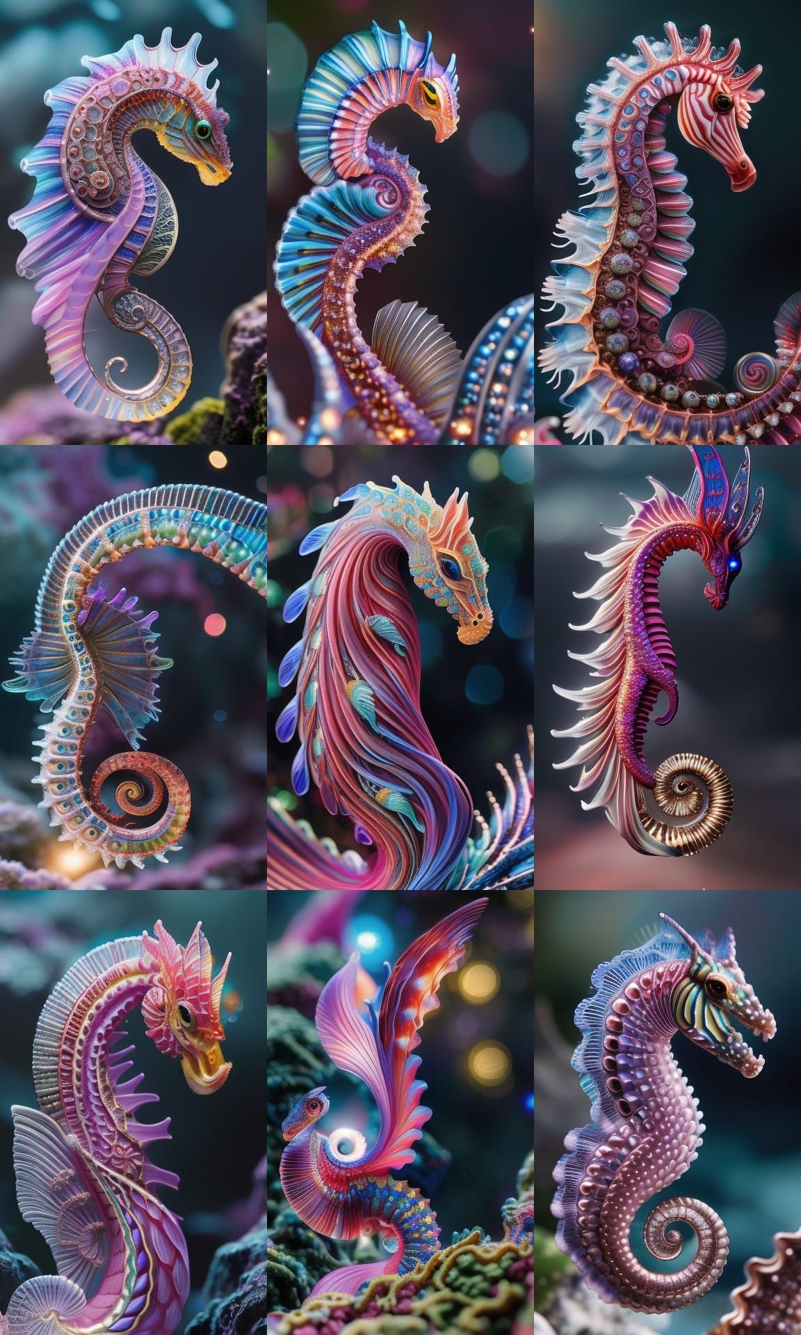 Detailed Seahorse Portrait in Glowing Pink and Magenta