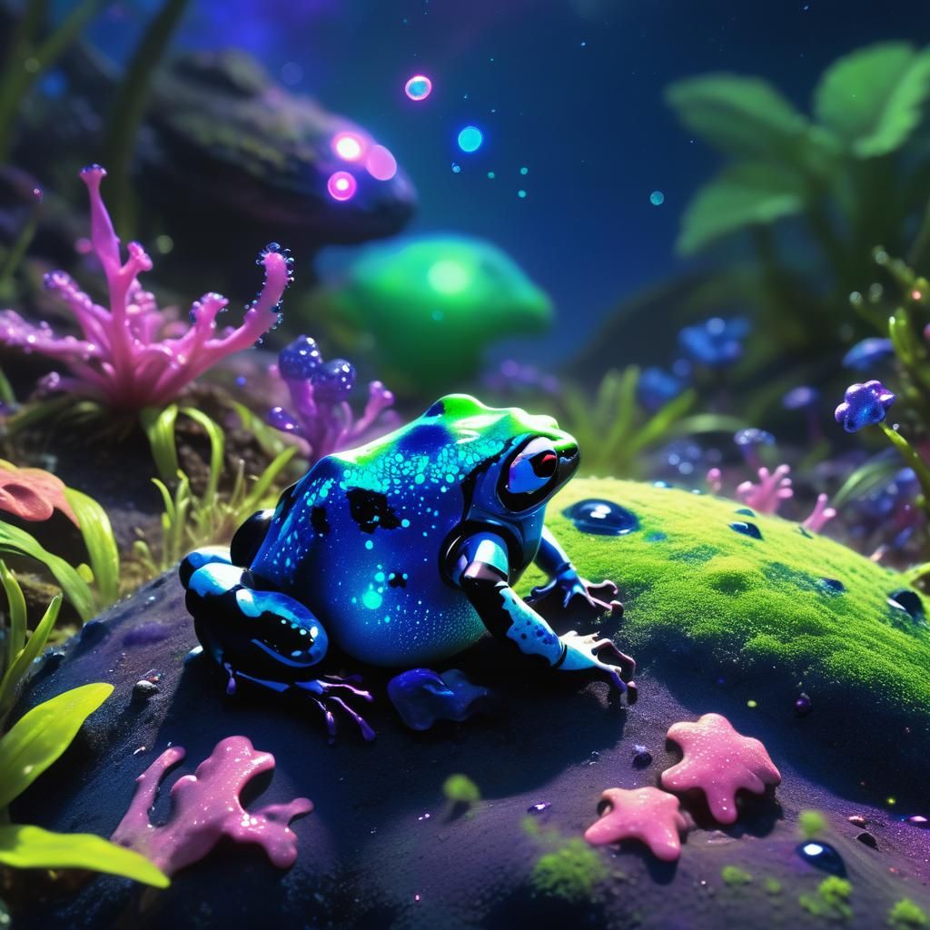 Alien Poison Dart Frog Encounter: Hyper-Realistic Digital Ar...