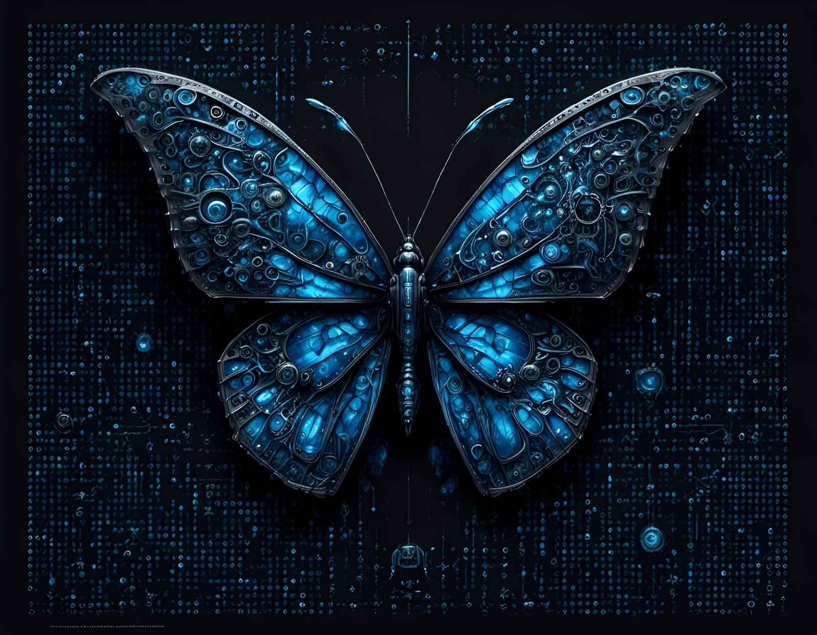 Cyberpunk Butterfly of Code in Matrix Style