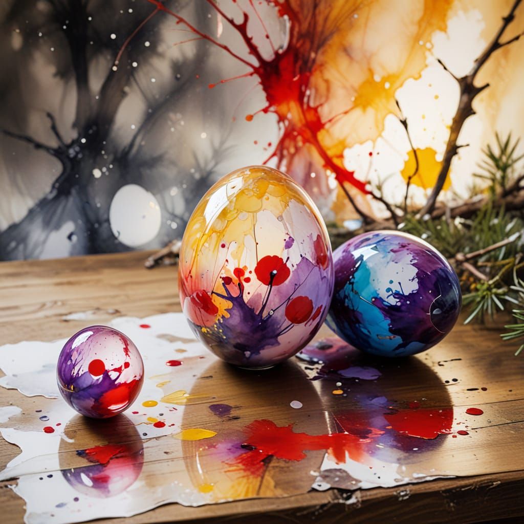 Ethereal Easter Egg Abstract Art in Watercolor Style