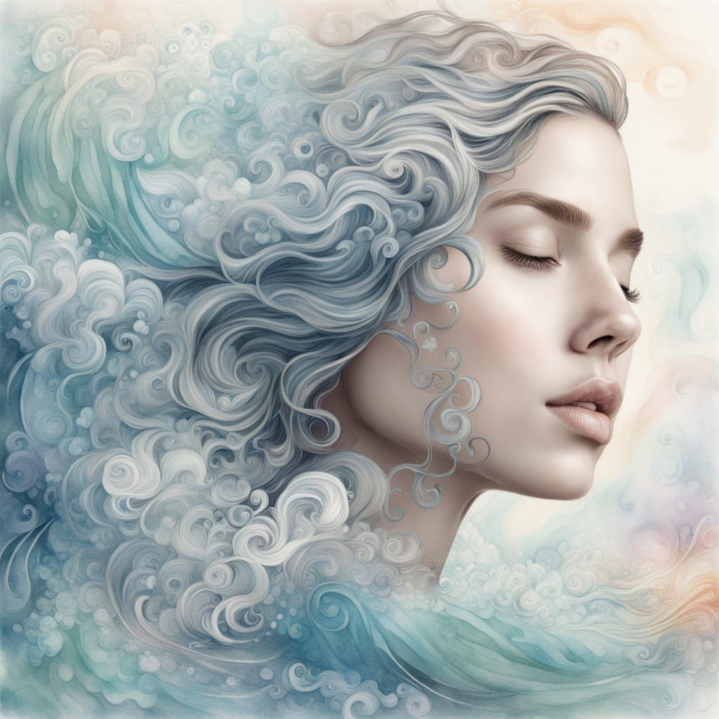 Dreamy Ethereal Portrait with Water Elements and Iridescent ...
