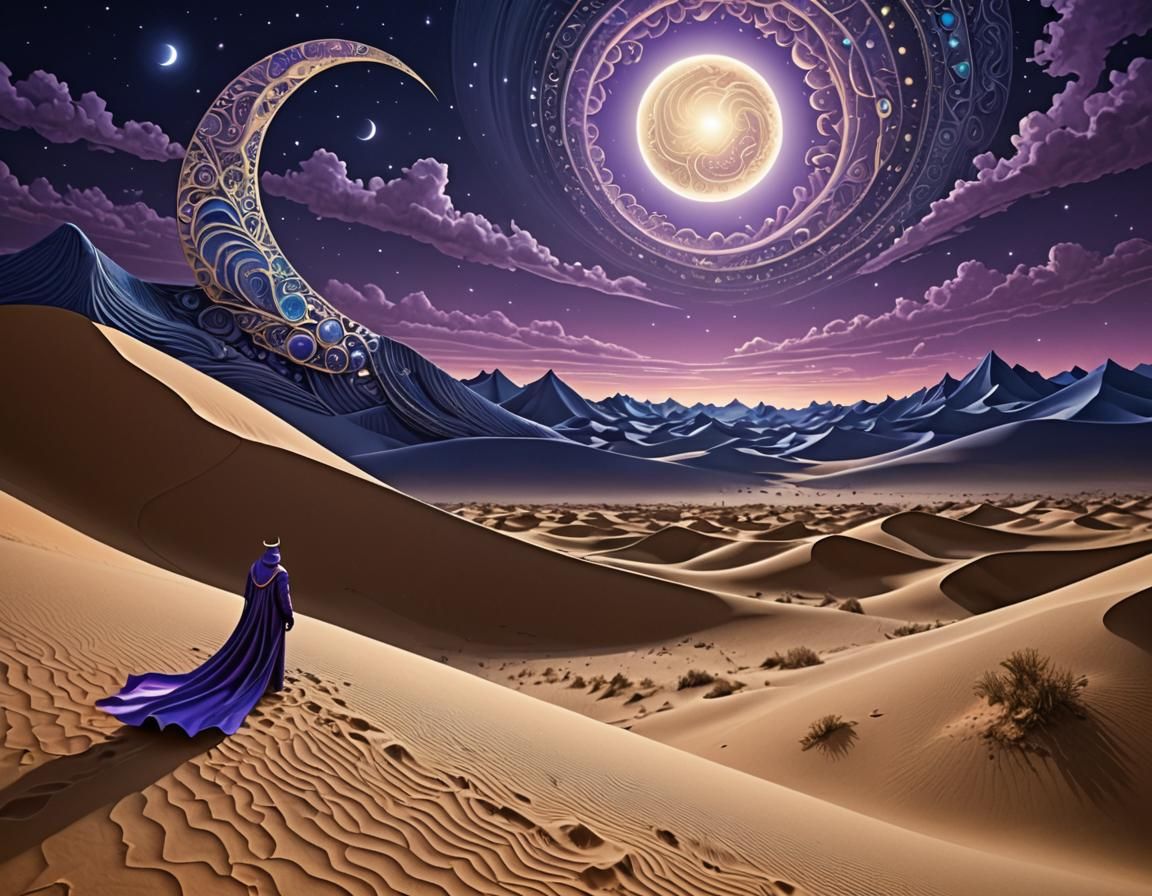 Mystical Sultan in Surreal Desert Dreamscape