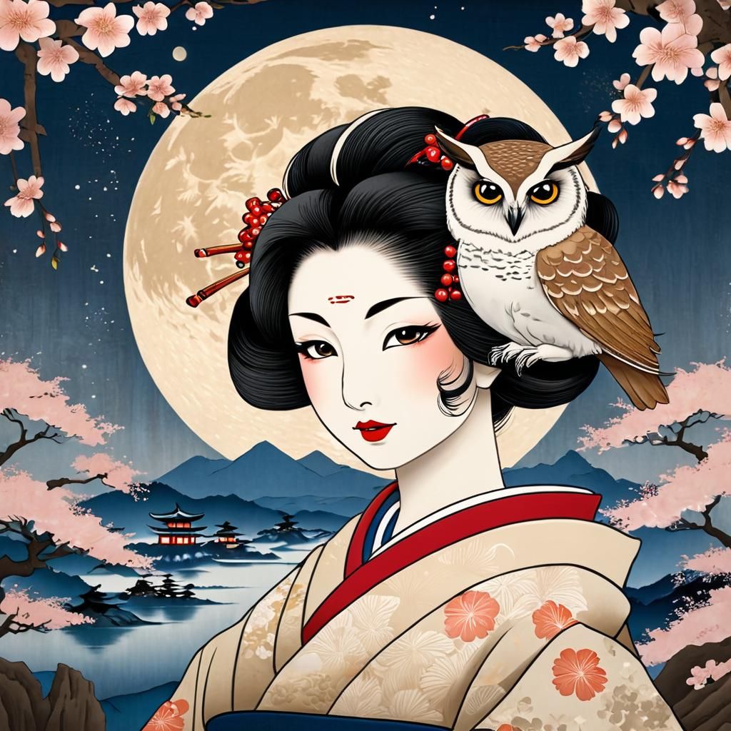 Owl and geisha.