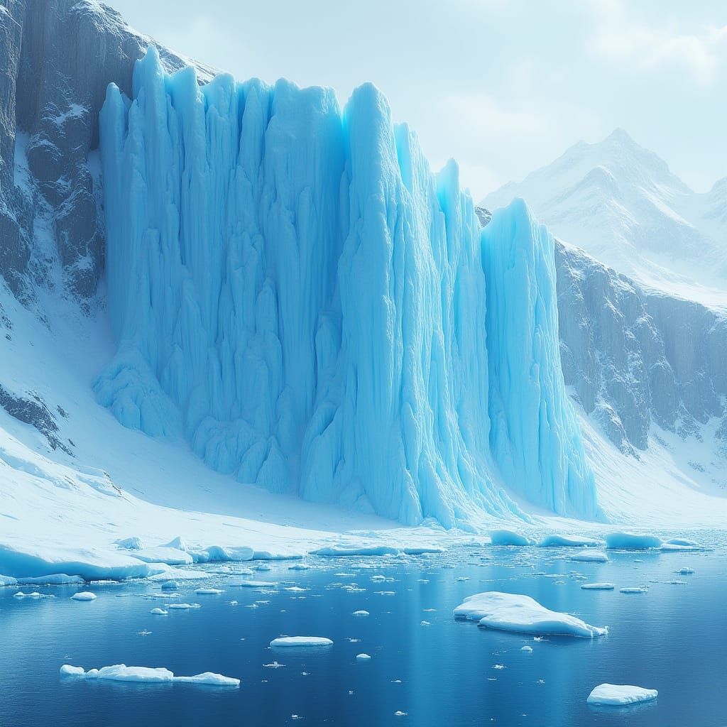 Antarctic Ice Wall: Frozen Landscape Painting