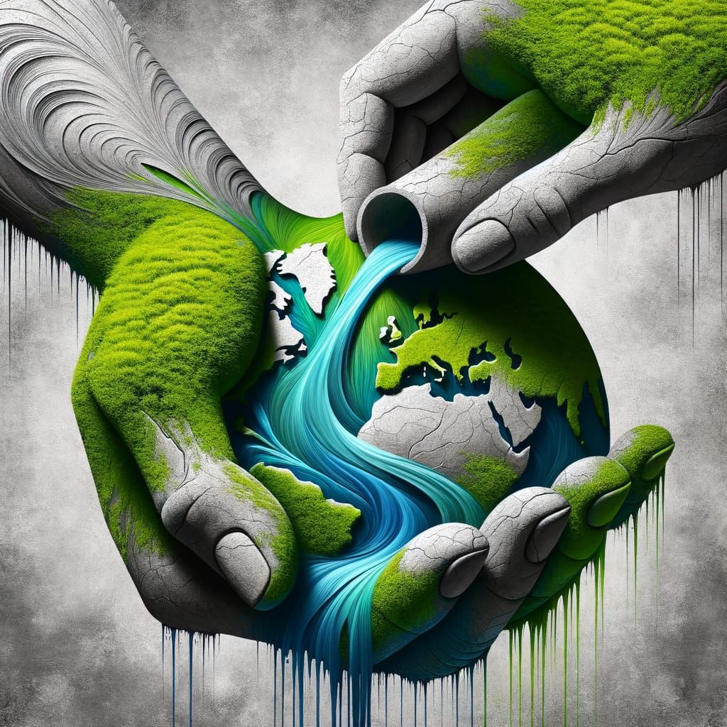 Monumental Stone Hands Awaken Earth with Life-Giving Waters