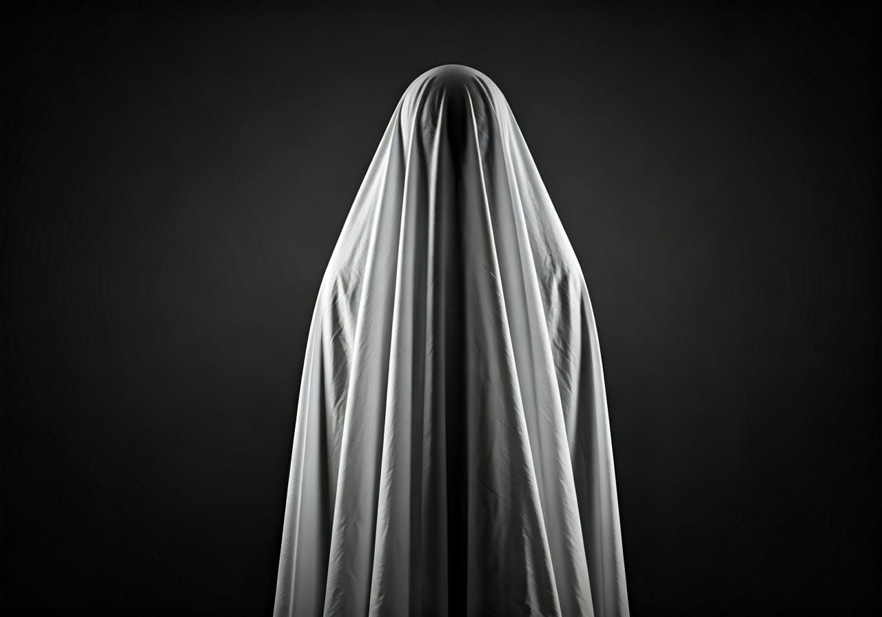 Figure Dissolves into Ethereal Aura in Darkened Monochrome