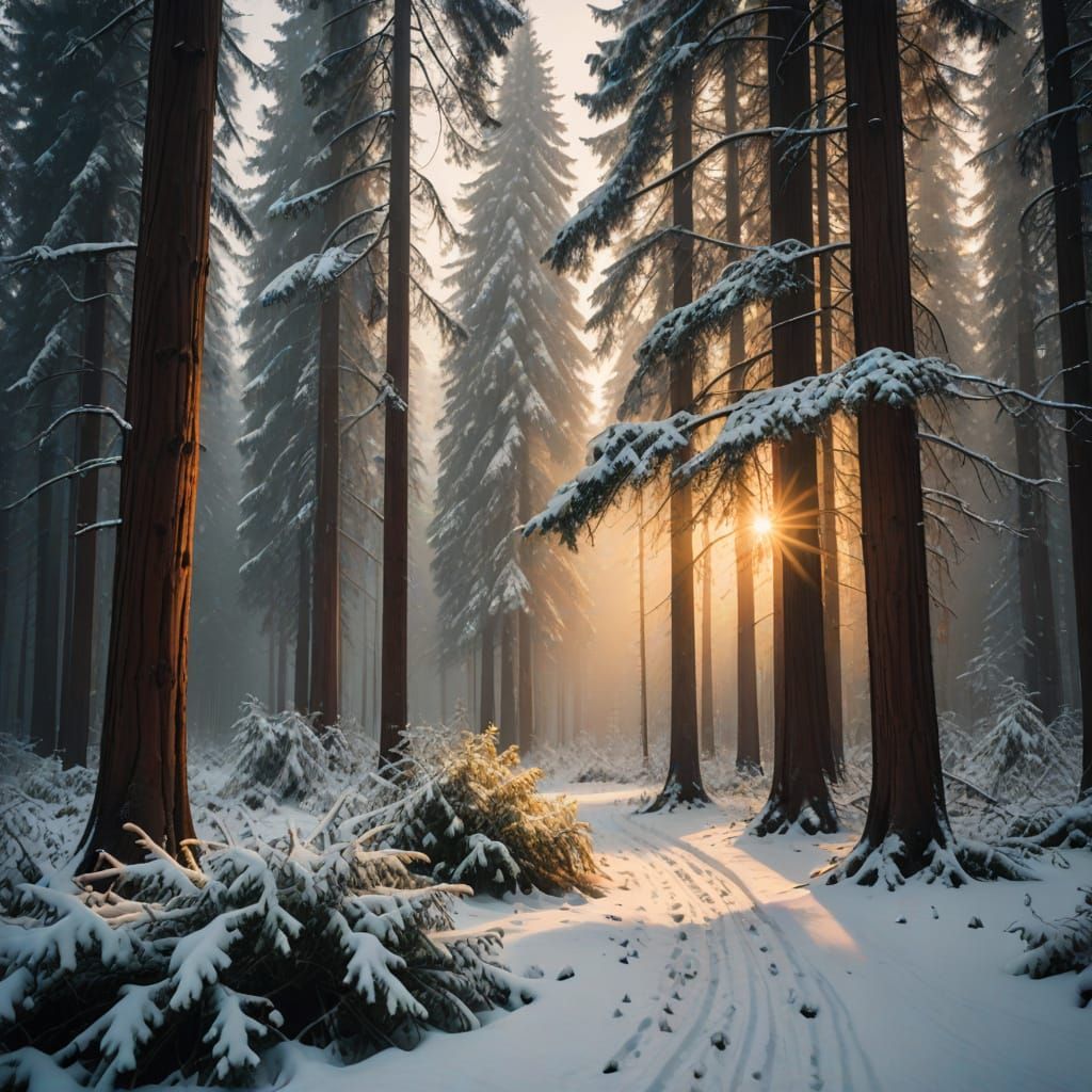 Winter Wonderland in the Redwood Forest