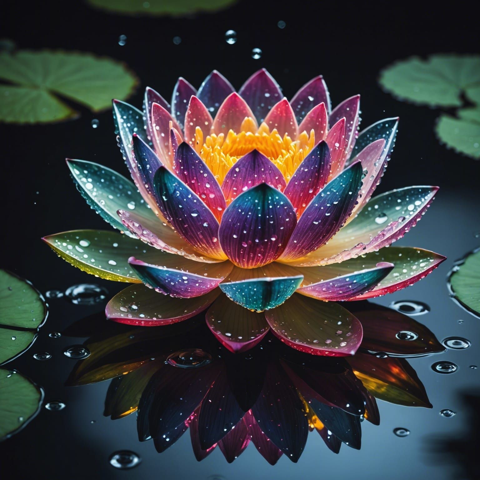 Surreal Crystal Lotus: AI Generative Art