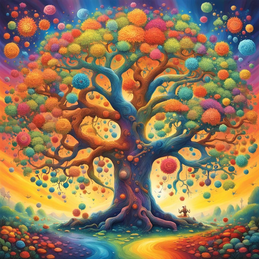 Vivid 3D Tree of Life in Cartoon Splendor