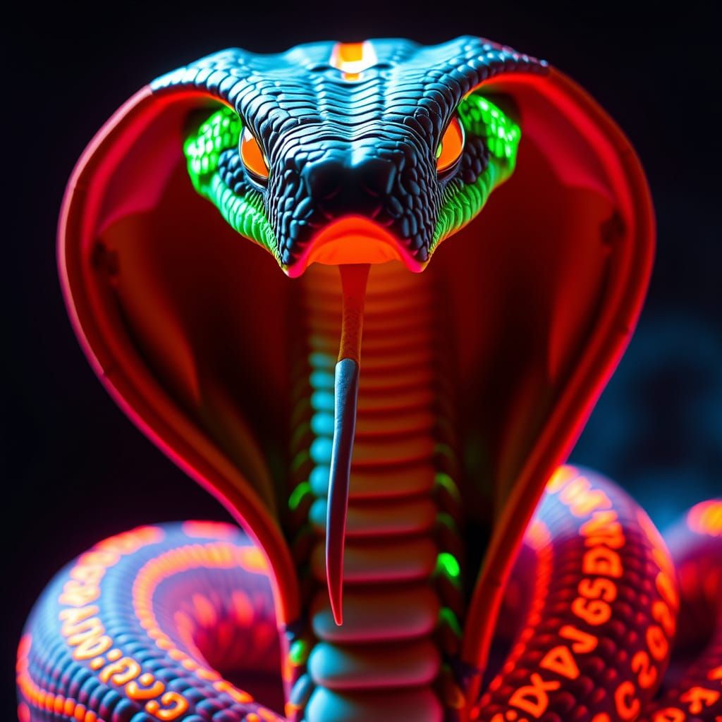 Vibrant Cobra Blacklight Poster with Neon Bioluminescence