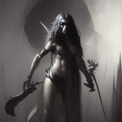 Horrific Dark Elf Portrait in Gothic Style