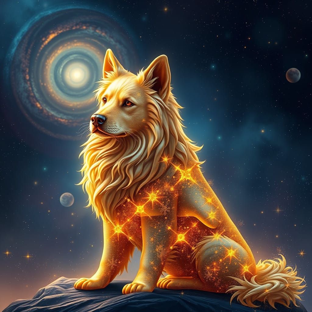 Celestial Canine in Swirling Nebulae