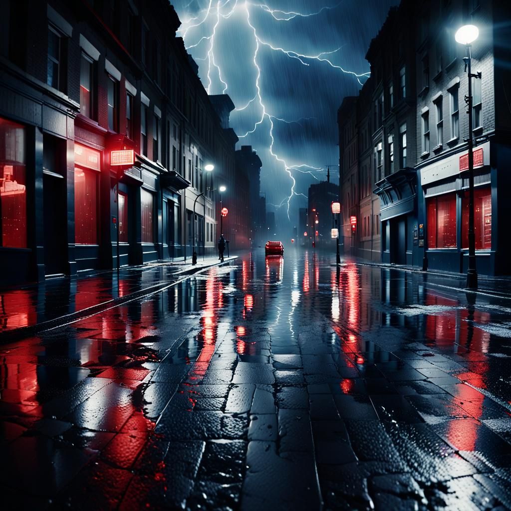 Stormy City Chaos: A Cinematic Nightscape