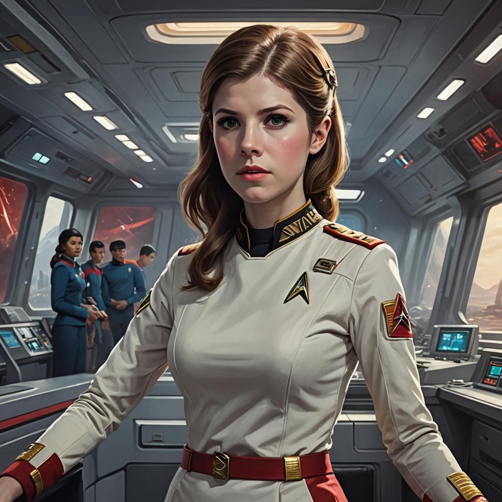 Anna Kendrick on Star Trek Bridge, 8k Portrait