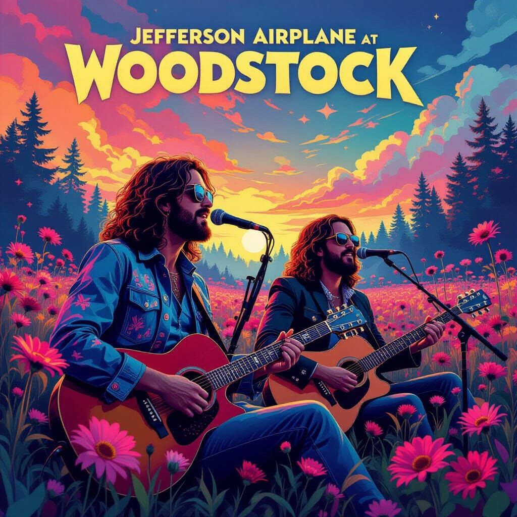 Jefferson Airplane Woodstock Matte Painting