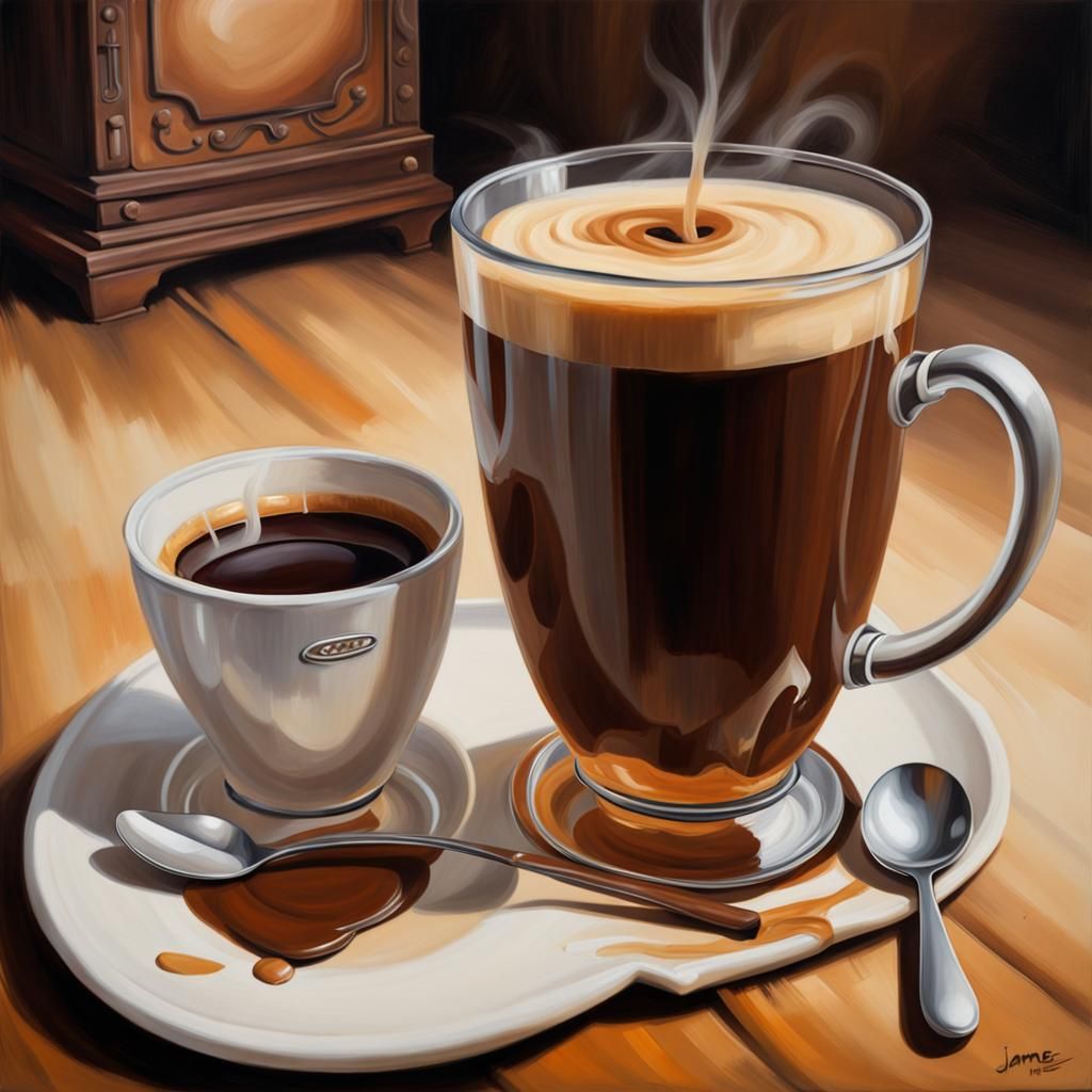 Coffee Style 3D Render in Soft Oil Painting Style