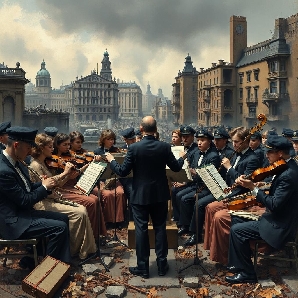 Orchestra Plays Haunting Melody in War-Torn City