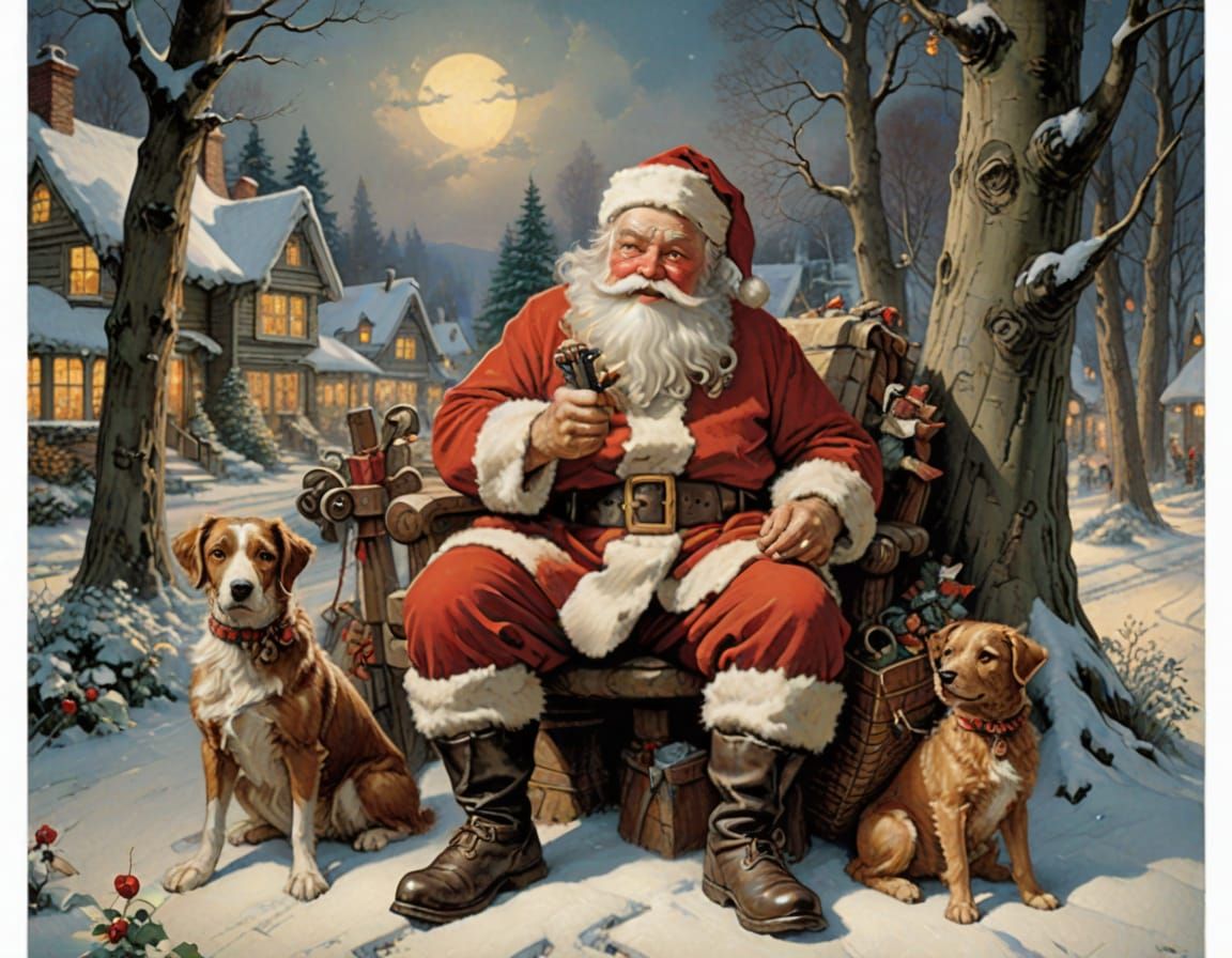 Santa Claus in the Style of Classic Illustrators