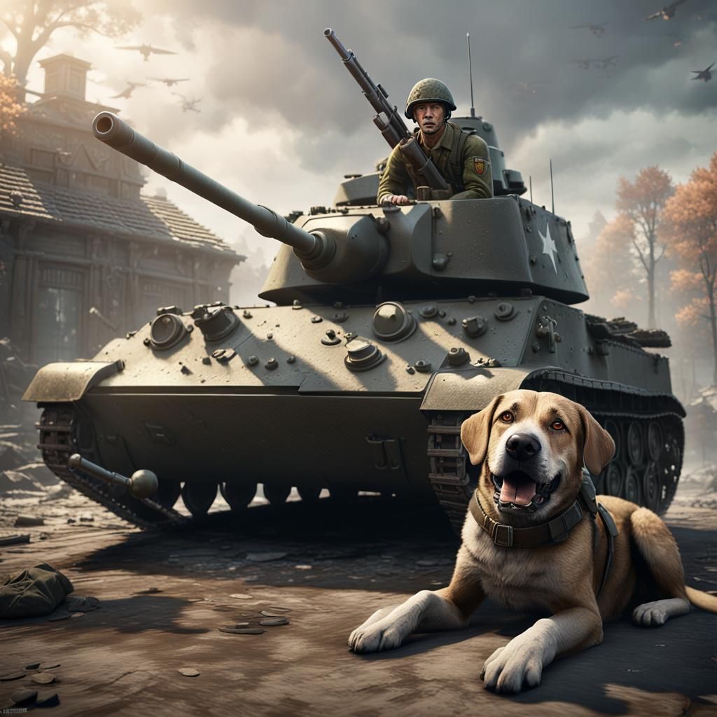 Dog Soldier in World War Two 3D Render