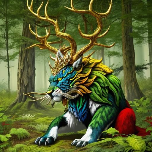 Majestic Forest King in Vibrant Colors