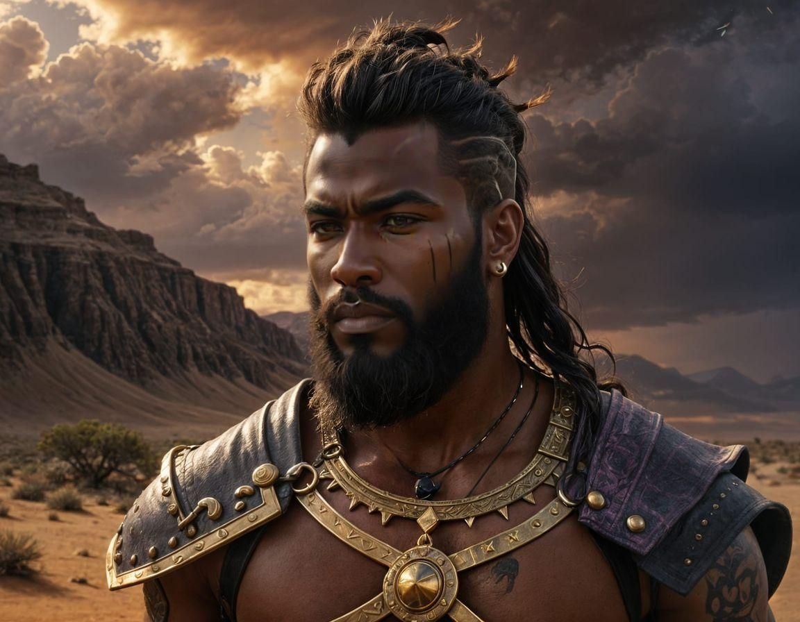Epic Desert Barbarian Portrait in High Fantasy Style