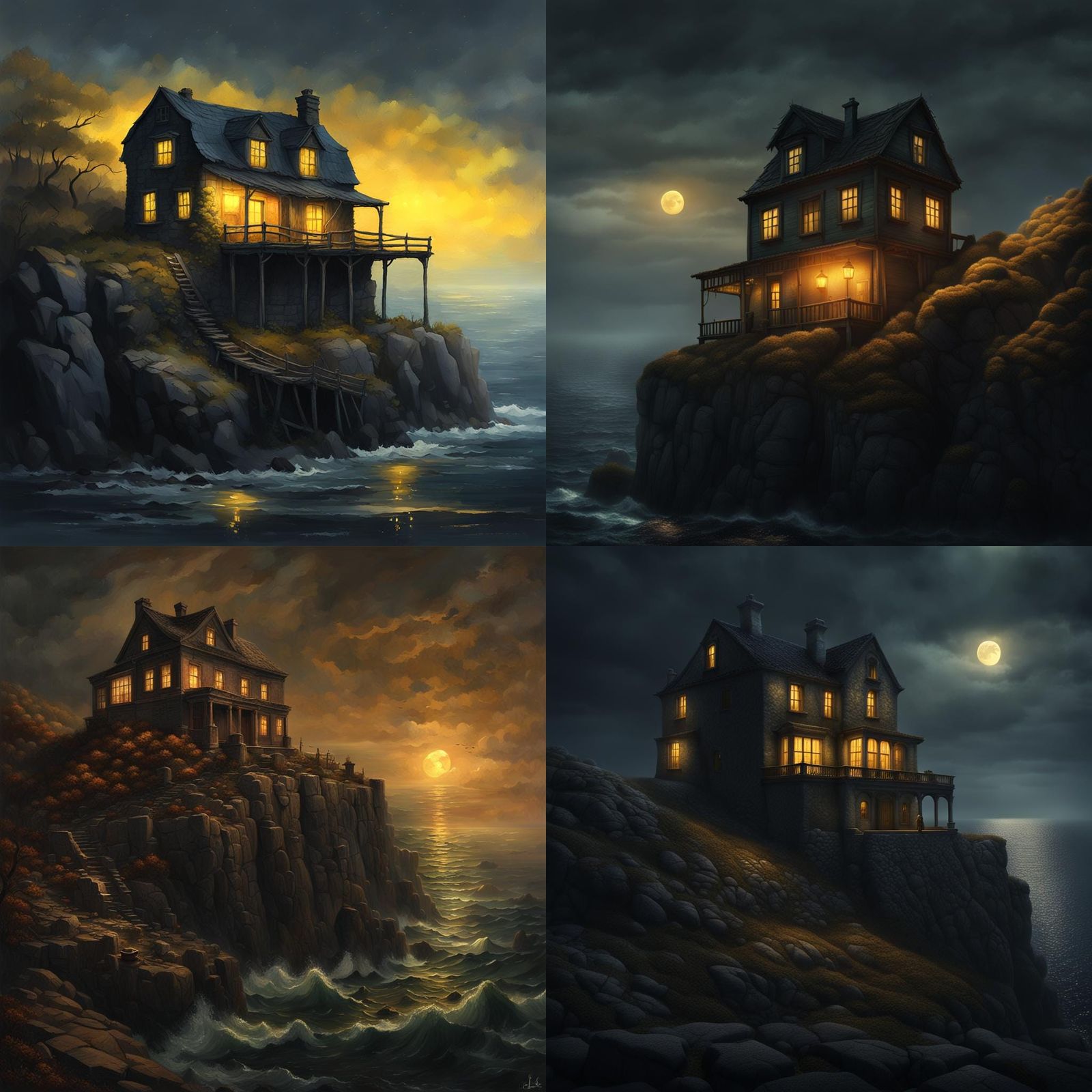 Lonely Cliffside House Above a Dark Sea